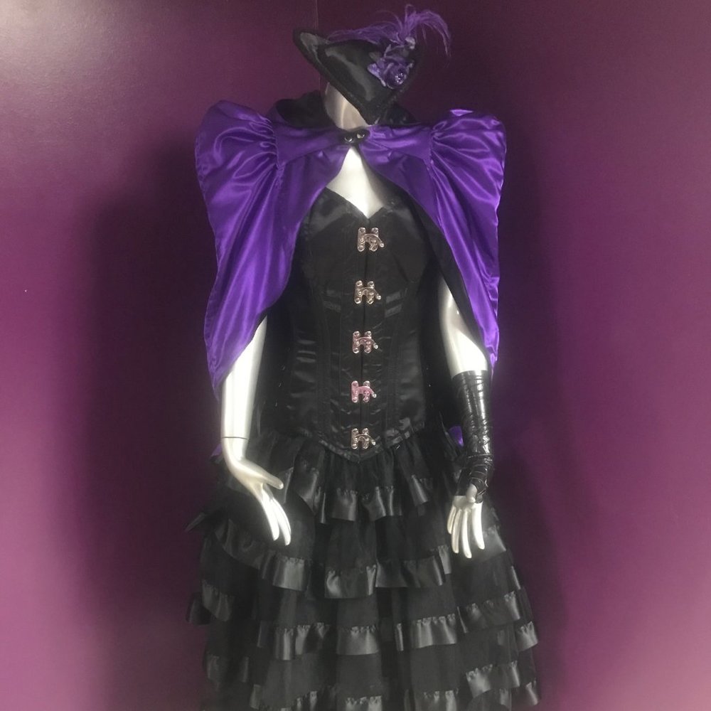 CRYPTIC CAPE PURPLE AND BLACK SATIN REVERSIBLE